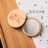 Estilo Chino Regalo Especial Sándalo Verde Portátil Espejo Cosmético Madera Maciza Portátil Tallado Pequeño Espejo Redondo para Extranjeros