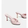 Pantuflas Estilo Francés 2026 de Tamaño Grande para Usar al Aire Libre y para Viajar, Sandalias Nuevas Versátiles y Elegantes de Tacón Alto para Mujer con Punta Abierta y Lazos