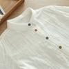 Camisa de Manga Larga de Hilo de Algodón de Doble Capa para Mujer, Retro, Artística en Color, con Botones, Suave, Agradable para la Piel, Algodón para Bebé, Hermosa, Chic, Top Básico