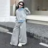 Conjunto de Camisa con Cuello y Pantalones Anchos para Niñas Primavera y Otoño 2026 Nuevo Estilo Coreano Moda Casual Elegante Conjunto de Dos Piezas para Niños Mayores