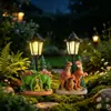 Artesanías de Resina de Familia de Dinosaurios Transfronterizas, Estatuas para Exteriores, Escultura de Jardín con Carga Solar, Luces Decorativas
