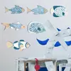 Decoração Suspensa de Tartaruga de Madeira do Oceano de Verão Peixe-Palhaço Decoração de Parede Arte de Parede com Tema Oceânico para Casa