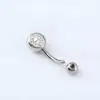 Anillo para Ombligo con Barra Curva de 1.6*10 con Incrustación de Cerámica y Acero Inoxidable Tachonado de Diamantes, Nuevo Modelo de Comercio Exterior Anillo para Piercing de Ombligo de Acero Inoxidable