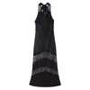 Bestseller transfronterizo de AliExpress producto nuevo primavera 2026 elegante y con estilo vestido halter sin espalda con empalmes de encaje y cintas