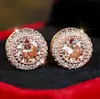 Pendientes de Botón Redondos Full Diamond con Textura Estilo Hong Kong, Estilo Nuevo Transfronterizo Tangjia para Mujer, Pendientes Redondos Huecos de Alta Gama Europeos y Americanos con Diseño Único e Innovador