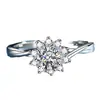 Anillo de Girasol de Plata S925 con Moissanita de 50 Puntos para Mujer, Diseño de Nicho con Acabado de Alta Gama, Chapado en Oro, Regalo para Novia