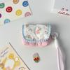 Estilo Ins Portatarjetas Floral Fresco Monedero de Corazón Acolchado Bolsa de Almacenamiento con Broche Colgante Compacto Multifuncional Portatarjetas