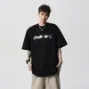 Camiseta de Manga Corta Estilo Americano de Peso Pesado con Estampado de Letras para Hombre, Marca Nueva de Tendencia Verano 2025, Camiseta Casual Holgada de Media Manga