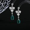 2022 nova flor gota de água forma brincos brincos micro incrustado zircão luz luxo versátil várias cores elegante