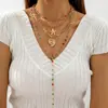 Set de Collar de Flor de Perla Imitación de Estrella de Mar Transfronterizo Europeo y Americano Moda Retro Metal Apilado Collar Exagerado Joyería