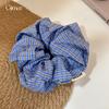 Elástico de cabelo estilo college simples coreano ~ Corda de cabelo azul pequena e fresh para rabo de cavalo baixo, acessórios de cabelo em bola para mulheres