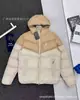 Jaqueta de Algodão com Capuz Cross-NK Masculina de Inverno Acolchoada Quente Cor Blocada Corta-vento Esportiva Casual Roupa Exterior Sudeste Asiático