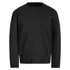 Camiseta Básica Negra de Manga Larga para Hombre Cuello Redondo Holgada Hombro Caído Color Sólido Simple Cómoda Otoño Invierno Capa Base para Vestir