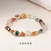 Pulseira Original de Pedra Natural com Contas Irregulares, Design Único de Verão com Cristal de Cabelo Colorido e Pedras Trituradas de Formato Aleatório
