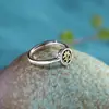 Joia Fina de Prata Tailandesa Prata 925 Anel Unisex Vajra Mantra Sânscrito Anel Estilo Vintage
