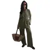 Conjunto de Nuevo Diseño Simple Transfronterizo para Mujer, Cárdigan con Lazo Ceñidor a la Cintura y Pantalones Largos, Conjunto Casual de Dos Piezas para Otoño en Casa