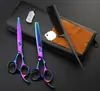 Conjunto de Tesouras Coloridas para Cabeleireiro de 6,0 polegadas (Tesoura Reta + Tesoura de Desbaste + Bolsa + Óleo de Manutenção + Pente de Ajuste) Sxlc
