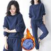 Conjunto Waffle Feminino Casual Sportswear 2026 Outono e Inverno Moda Transfronteiriça Amazon Novo Conjunto de Duas Peças Moletom Cor Sólida