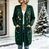 Nuevo cárdigan largo de punto con botones para Navidad, suéter abrigo de moda estampado para otoño e invierno, personalizado, casual para mujer