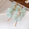 Pendientes de borla con flor de perla y circonita con aguja de plata, elegantes pendientes largos de diseño retro, pendientes de celebridades de Internet, pendientes para mujer
