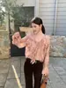 Xi Xi Xi Treze Linhas Outono 2026 Temperamento Elegante Chiffon Amarração Emagrecimento Babado Blusa Top 89887