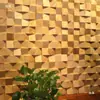 Madeira de Pinus Madeira Maciça Mosaico Parede de Fundo de TV Grão de Madeira Anel de Crescimento Estilo Europeu Quadrado Tridimensional Simples Tijolos de Madeira