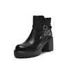Botines estilo Martin de suela gruesa y tacón grueso estilo Maillard para mujer 2026 Otoño/Invierno Nuevas Botas de Moda Adelgazantes con Hebilla de Cuero Genuino