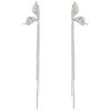 Aretes de Aguja de Plata 925 de Diseño de Alta Gama con Borla Larga para Mujer Aretes Estilo Metálico Frío de Mariposa Venta al por Mayor de Aretes