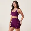 Conjunto de Ropa de Yoga Europeo y Americano Transfronterizo para Mujer, Chaleco Deportivo Hermoso con Bloques de Color en la Espalda, Shorts de Cintura Alta para Levantar Glúteos, Ropa para Correr y Fitness