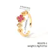 Moxi Niche Moda de Luxo Retrô Flor de Trevo Exquisito Colorido Anel Aberto Joias Fabricante Atacado