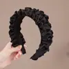 Diadema negra plisada de ala ancha para mujer 2026, diseño de corona alta para hacer que la cara parezca más pequeña, diadema para cubrir el cabello blanco, pinza para el cabello que no aprieta la cabeza