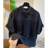 Camisa Blusa Patchwork Texturizada Estilo Coreano Tamanho Grande 150kg 2025 Unissex Verão Solta Casual Manga Curta