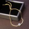 Tiktok mismo estilo Micro incrustado cristal de circonita diamante brillante pulsera ajustable temperamento alto alta retención de color pulsera chapada en oro real de 14k
