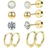 Novos brincos de orelha pequenos em formato de coração para mulheres, conjunto cruzado europeu e americano, brincos finos, joias para piercing corporal, conjunto de 10 peças