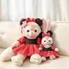 Talla S/M Ropa para Muñeca Linabell Nuevo Vestido Rojo de Lunares Clásico Minnie con Collar de Perlas Conjunto Ropa de Repuesto Lulu