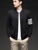 Chaqueta de punto de manga larga con bloques de color estilo Hong Kong Yingao Otoño e Invierno Nueva Gruesa de un solo botón Joven Guapo Suéter Cardigan