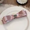 Dulce Corazón de Diamante Negro Lazo Pinza de Plátano para Mujer Atmósfera Satén de Seda Pinza Vertical para el Cabello Pinza para Cola de Cabello Nuevo Exquisito Accesorios para el Cabello
