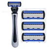 Aparelho de Barbear Manual com Lâminas de Aço Inoxidável de 5 Camadas, Cabeça da Lâmina Anti-Riscos para Uso Transfronteiriço, Aparelho de Barbear Masculino Atacado