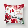 Funda de almohada creativa navideña estilo caricatura pintada a mano Funda de cojín decorativa de árbol de Navidad, trineo, Papá Noel