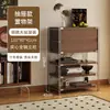 Estantería para sala de estar, mueble minimalista estilo Bauhaus con puertas abatibles, estante de almacenamiento, mueble multifuncional de pie para dormitorio o estudio