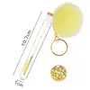 Pincel de Cílios com Pom-Pom, Fivela Dourada de Rosto Sorridente, Embalado em Tubo para Venda por Atacado, Curvador de Cílios Descartável com Cabo de Cristal, Pincel para Sobrancelhas, Ferramenta de Beleza para Cílios