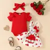 Amazon Outono e Inverno Vestido de Bebê Menina Terno Manga Longa Vermelho Chapéus Triângulo Boneca Urso Vestido de Alça Faixa de Cabelo