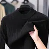 Suéter de punto de cuello alto medio para hombre al por mayor transfronterizo, nuevo jersey casual de jacquard acanalado para otoño e invierno para usar en capas