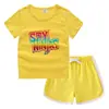 Conjunto de Camiseta de Manga Corta Redonda y Shorts de Verano para Niños 2026 Estilo Coreano Casual Absorbente de Sudor Color Caramelo Sudadera para Bebé