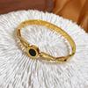 Pulseira de Diamantes em Letras Romanas Transfronteiriça Luxo Acessível Aço Titânio Aberto Ouro 18K Nova Pulseira de Aço Inoxidável Joias Ins