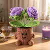 Adorno de Planta en Maceta Rosa Tejido a Mano Lindo con Manos y Pies Flor de Hilo Maceta Muñeca Decoración Creativa de Escritorio