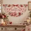 Bandera de Abanico de Medio Círculo Popular Transfronteriza para el Día de San Valentín, Tela Romántica de Corazón de Amor para Colgar en la Pared, Decoración para Fiestas Festivas, Fondo para Fotos