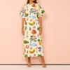 Verão 2026 Novo Estilo Transfronteiriço Europeu e Americano Comércio Exterior Moda Feminina Elegante e Fashion com Estampa Bolso Cinto na Cintura Vestido
