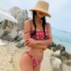 Maiô Coreano Feminino Triângulo Floral Dividido Biquíni Emagrecedor Visual Sexy Férias Ins Três Pontos Fonte Termal Maiô