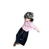 Conjunto de camisa rosa de manga larga para niño estilo coreano, estilo primavera y otoño, pantalones casuales elegantes de pierna ancha para niños, conjunto de dos piezas a la moda